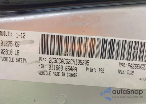 2012 Chrysler 300 Limited из США, поврежденный, VIN 2C3CCACG2CH199205